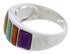 Sterling Silver Multicolor Inlay Ring Size 6-1/2 AX36849